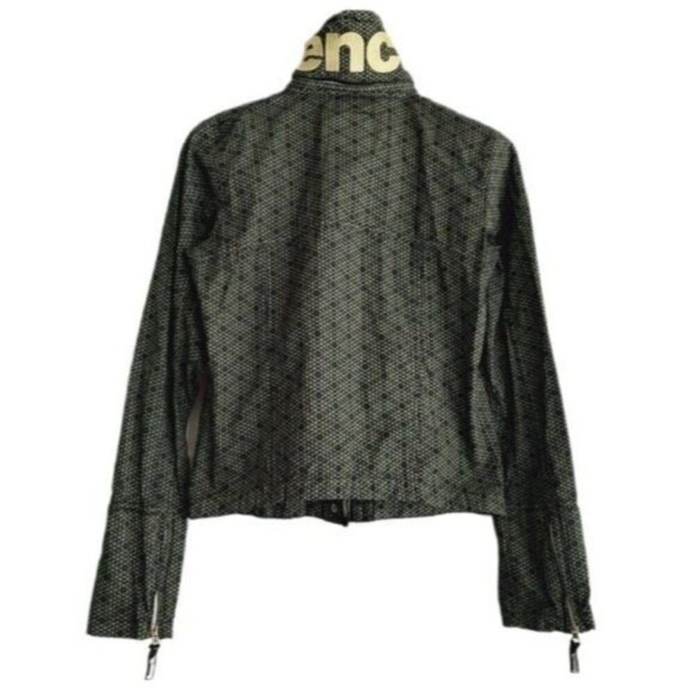 BENCH BBQ Cotton Light Jacket Full Zip w/ Hoodie Geo Pattern Black & Green Sz S